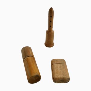 Handgefertigtes Treen Puder, Parfüm und Streichhölzer, 19. Jh., 3 . Set