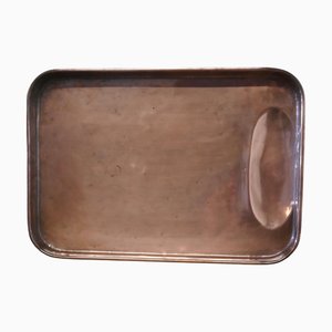 Bandeja para asar grande de cobre con pozo para salsa, siglo XVIII