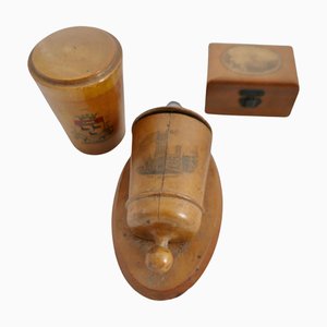 Bénitier Fait Main Début 20ème Siècle, Boîte à Timbres, Pots à Couvercle, 1900s, Set de 3