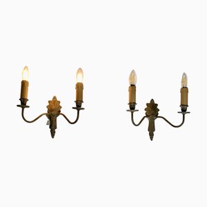 Vintage French Neo-Classical Metal Twin Wall Lights, 1920, Set of 2