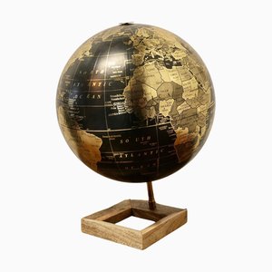 Globo terráqueo Mid-Century 12 en negro y dorado, años 60
