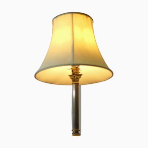 Single Column French Brass Table Lamp, 1920s