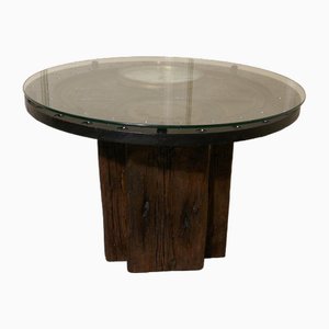 Mesa de centro industrial antigua de pino, 1960