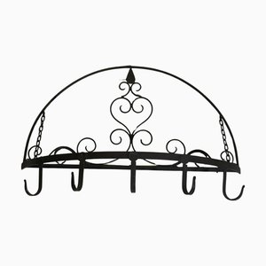 Blacksmith Half Round Iron Folding Kitchen Utensil Hanger, 1960s