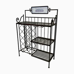 Botellero burdeos plegable de metal, años 60