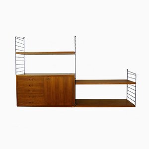 Teak Wall Shelf with Drawers by Nisse Strinning for String Design AB, 1950s