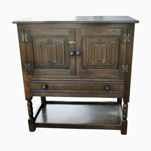 Gotischer Eichenschrank mit Schublade, 1940, 2er Set