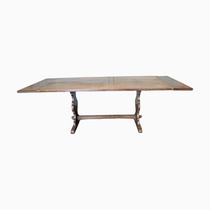 Mesa de refectorio extensible Mid-Century moderna de roble dorado, 1960