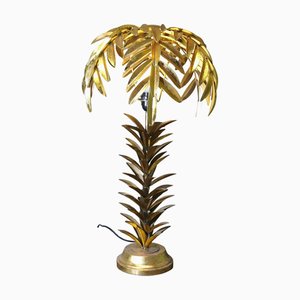 Art Deco Gold Palm Leaf Table Lamp, 1960s