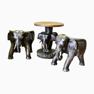 Elephant Chairs and Table, 1960s, Set of 3