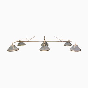 Grande Lampe à Suspension à 6 Lampes de Billard en Laiton, 1960s