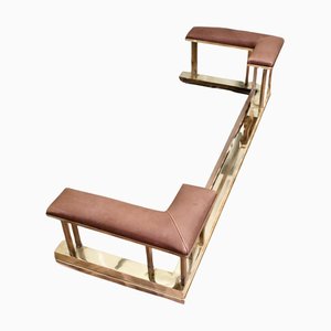 Parafango Art Déco in ottone e pelle, anni '20