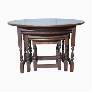 Tables Gigognes Ovales en Chêne par Charm, 1940s, Set de 3