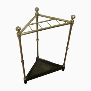 Victorian Brass and Cast Iron Corner Umbrella Stand, 1880s