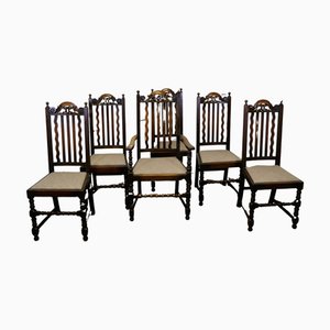 Sedie da pranzo in quercia, XIX secolo, anni '90, set di 6