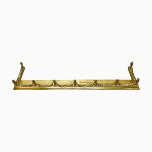 19th Century Heavy Brass Fender with Brass Garlands