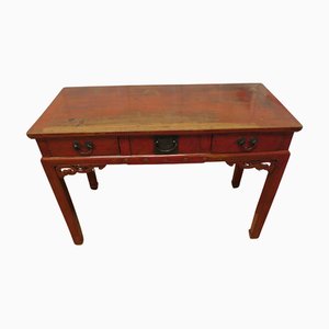 Rot lackierter orientalischer Schreibtisch