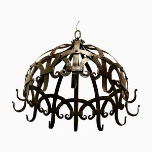 Large Strapwork Blacksmith Made Iron Pot Hanger