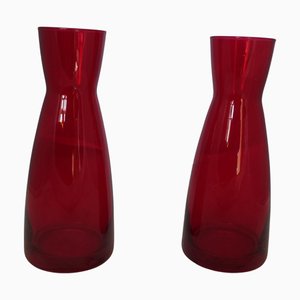 Ypsilon Red Glass Carafes by Bormioli Rocco, 1950s