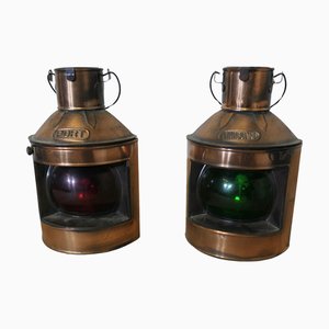 Luces de babor y estribor de cobre, años 30. Juego de 2