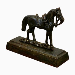 Pferd Türstopper aus Gusseisen mit Sattel
