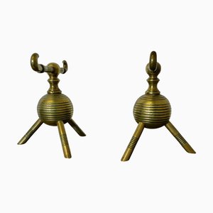 Brass Aesthetic Movement Fire Dogs A by Christopher Dresser, 1880s