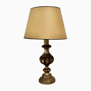 Large Carved Wooden Table Lamp, 1920