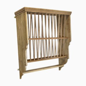 Large Wall Hanging Pine Plate Rack, 1970