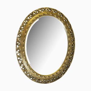 Carved Oval Gilt Wall Mirror, 1950