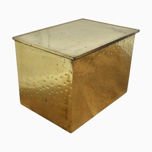 Antique Art Deco Brass Fireside Coal Box, 1910