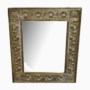 Antique Hand Embossed Brass Mirror Frame, 1880