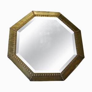 Antique Arts and Crafts Beaten Brass Mirror, 1900