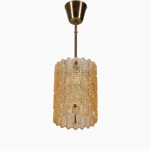 Swedish Glass and Brass Pendant by Carl Fagerlund for Orrefors, 1960s