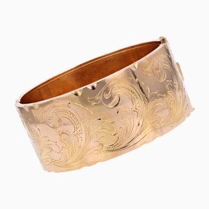 Breiter Armreif aus 18 Karat Roségold mit Blättermuster, 1960er