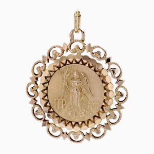 French 18 Karat Yellow Gold Zodiac Sign Virgo Medal Pendant, 1960s