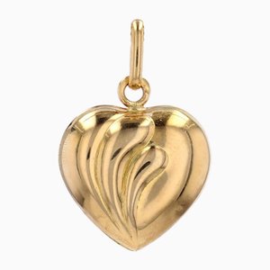 Modern 18 Karat Yellow Gold Heart-Shape Charm Pendant