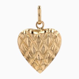 Modern 18 Karat Yellow Gold Heart-Shape Charm Pendant