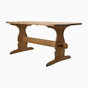 Antique Swedish Folk Art Dining Trestle Table in Pine