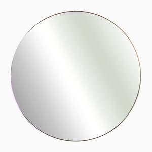 Vintage Round Mirror with Brass Frame, 1970s