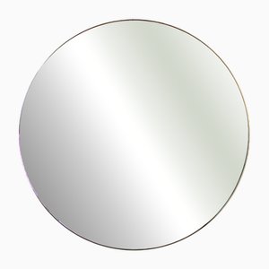 Miroir Vintage Rond avec Cadre en Laiton, 1970s