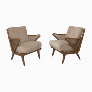 Italian Armchairs in Wood and Viennese Braid, 1960s, Set of 2