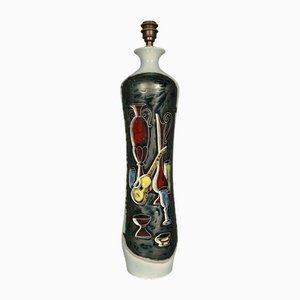 Mid-Century Italian Sgraffito Pottery Table Lamp by Augusto Giulianelli for San Marino, 1960s