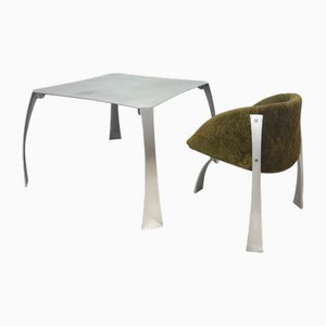 Table Pliante Modèle P80 avec Fauteuil par Giovanni Offredi pour Saporiti Italia, 1973, Set de 2