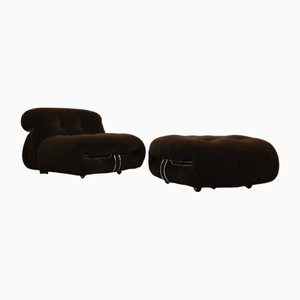 Set of Soriana Armchair and Ottoman by Tobia and Afra Scarpa for Cassina, 1969