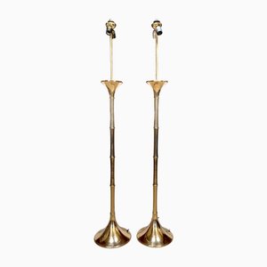 Bamboo Brass Floor Lamps by Ingo Maurer for Design M, West Germany, 1960s, Set of 2
