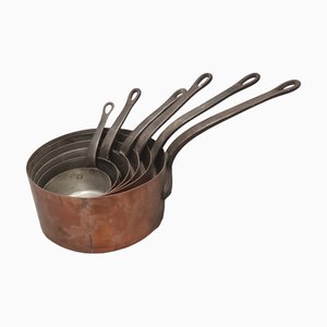 Vintage French Copper Pan Set, 1950s, Set of 6