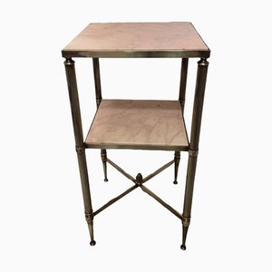Table d'Appoint Vintage en Laiton et Marbre de Maison Bagues, 1950s