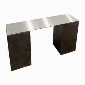 Concrete and Stainless Steel Bench by Lukas Loette
