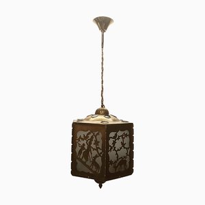 Openwork Sawn Brass Pendant Lamp, 1890s