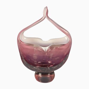 Modern Murano Glass Vase in Pink White Transparent Sommerso, 1970s